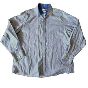 Michael Kors Mens Striped Long Sleeve Dress Shirt Size 18 neck 36 37 sleeve XXL